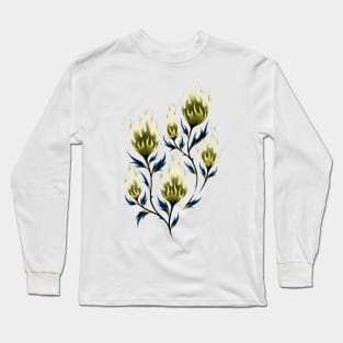 Fire Flower - Blue Gold Long Sleeve T-Shirt